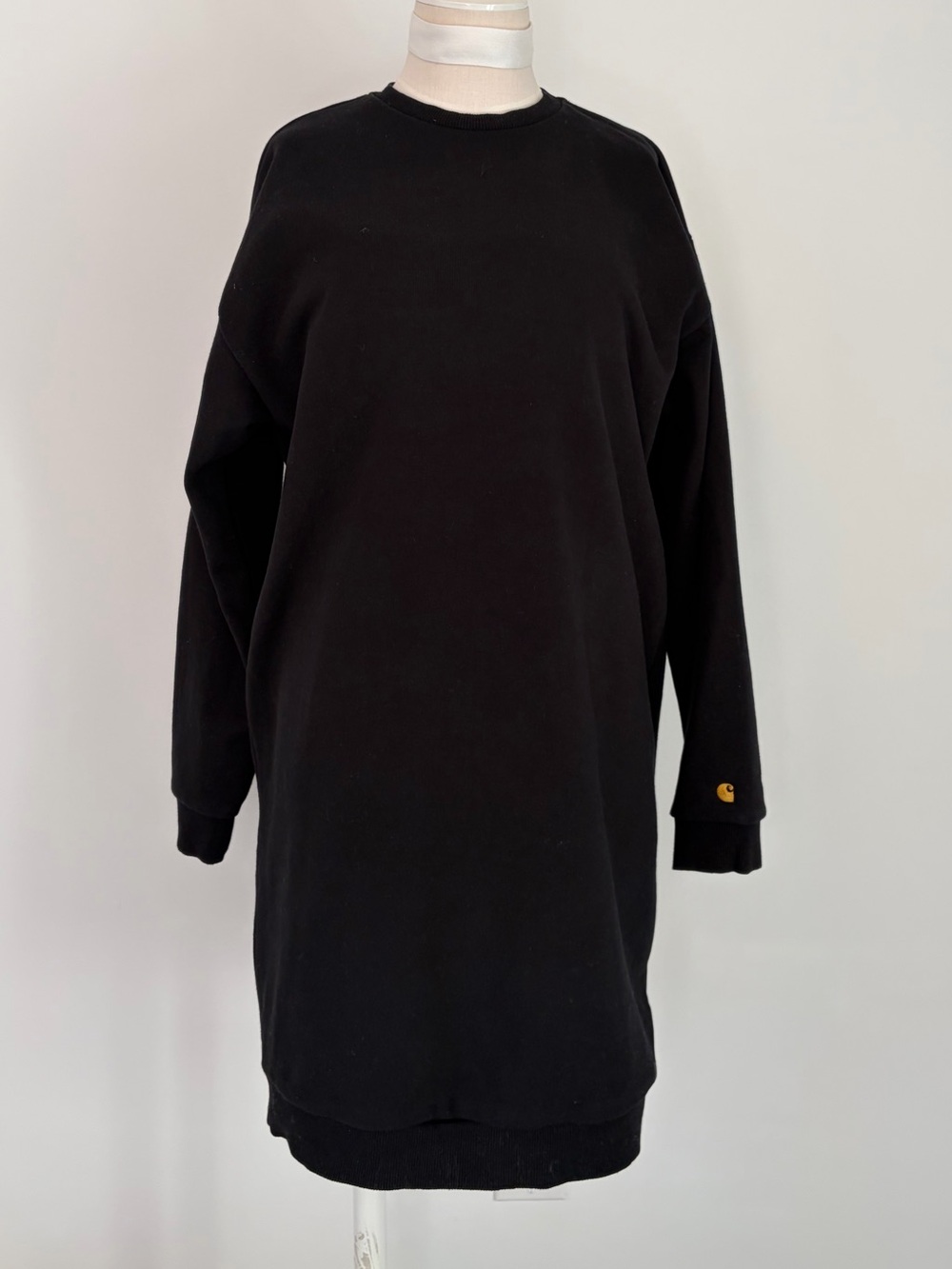 Carhartt Work in Progress Black Crewneck Sweatshirt Dress with Logo Cuff
